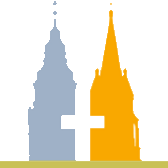 Favicon der Webseite - die Türme der Michaelis- und Friedenskirche Leipzig mit einem plus dazwischen